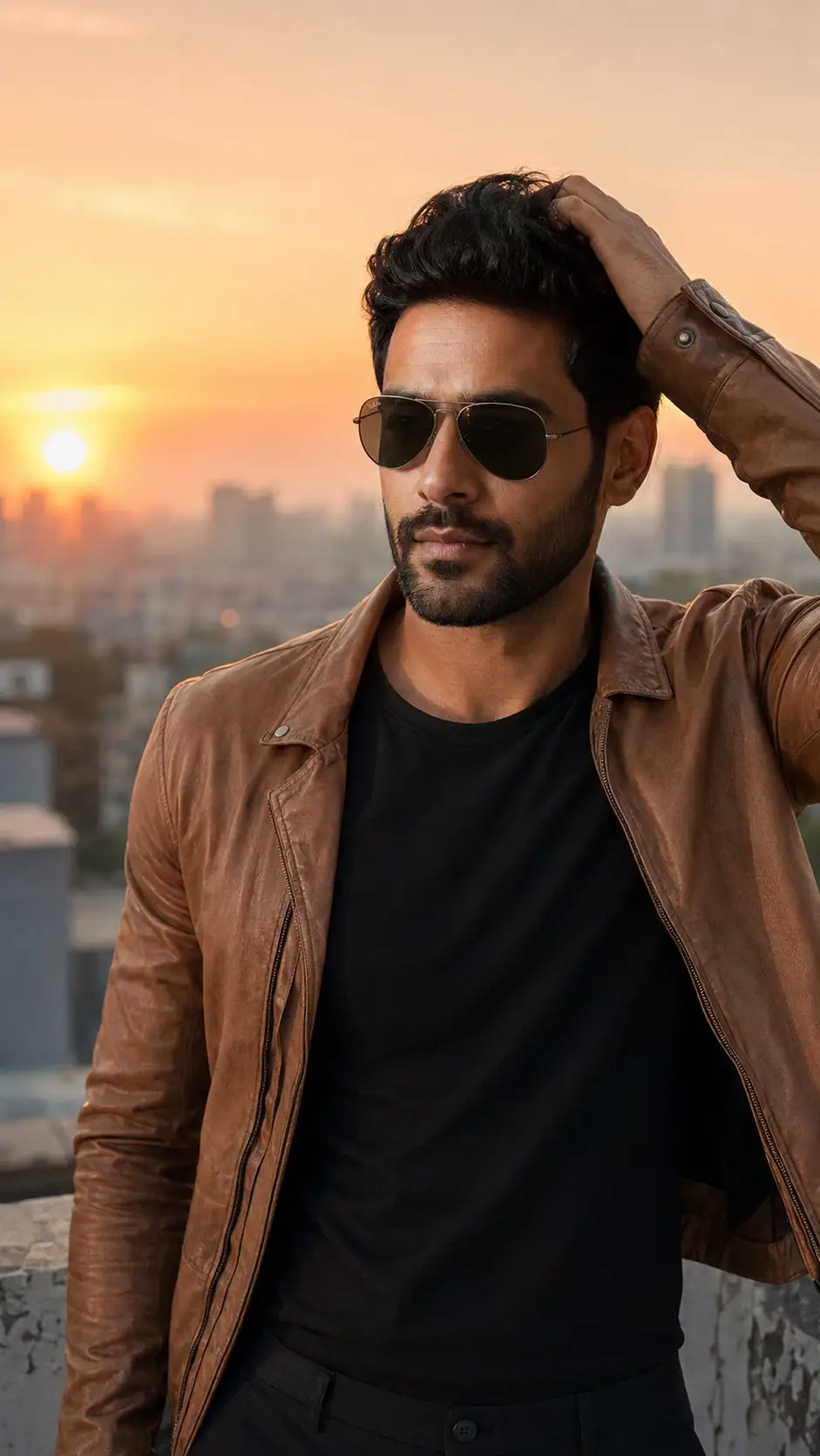 Man Sunset Sunglasses — AI photo created with this prompt