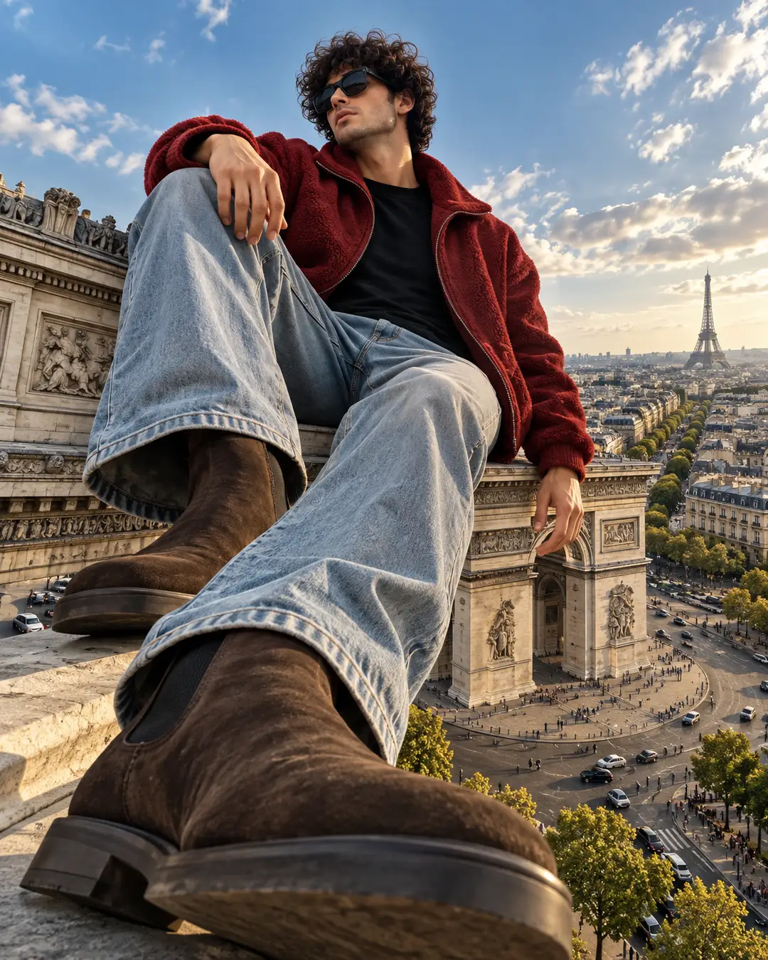 Giant Man Over Paris – Surreal Luxury Lifestyle — AI photo created with this prompt