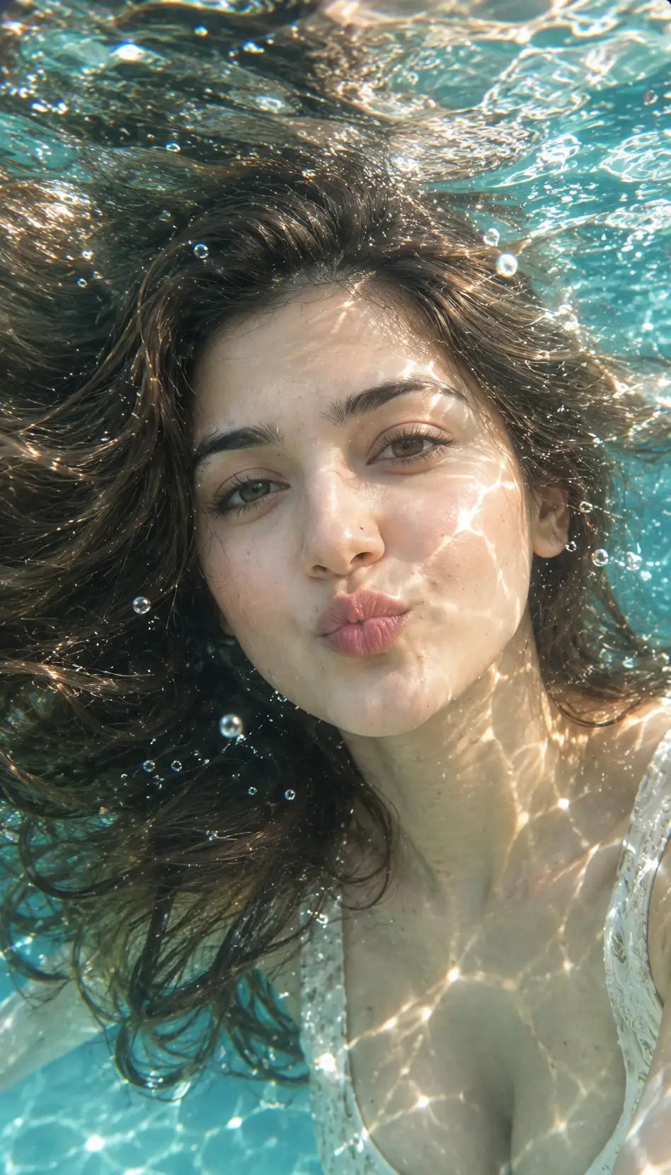Sunlit Underwater Portrait — AI photo created with this prompt