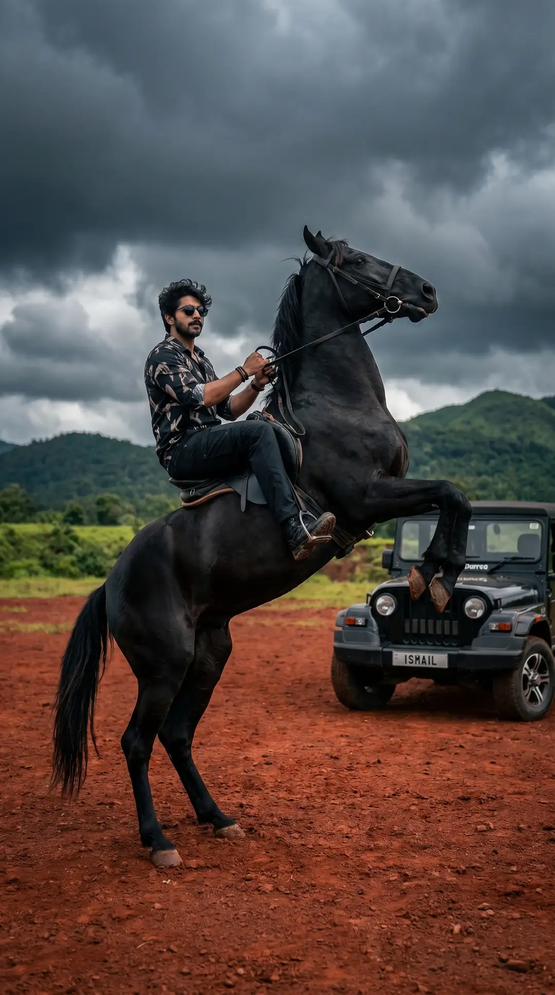 Man with horse — AI photo created with this prompt