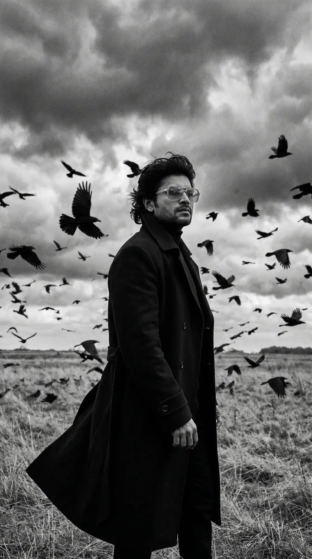 Black and white cinematic photography — AI photo created with this prompt
